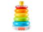 Fisher-Price stapelspeelgoed met kleurrijke ringen en een rammelende bovenste ring.