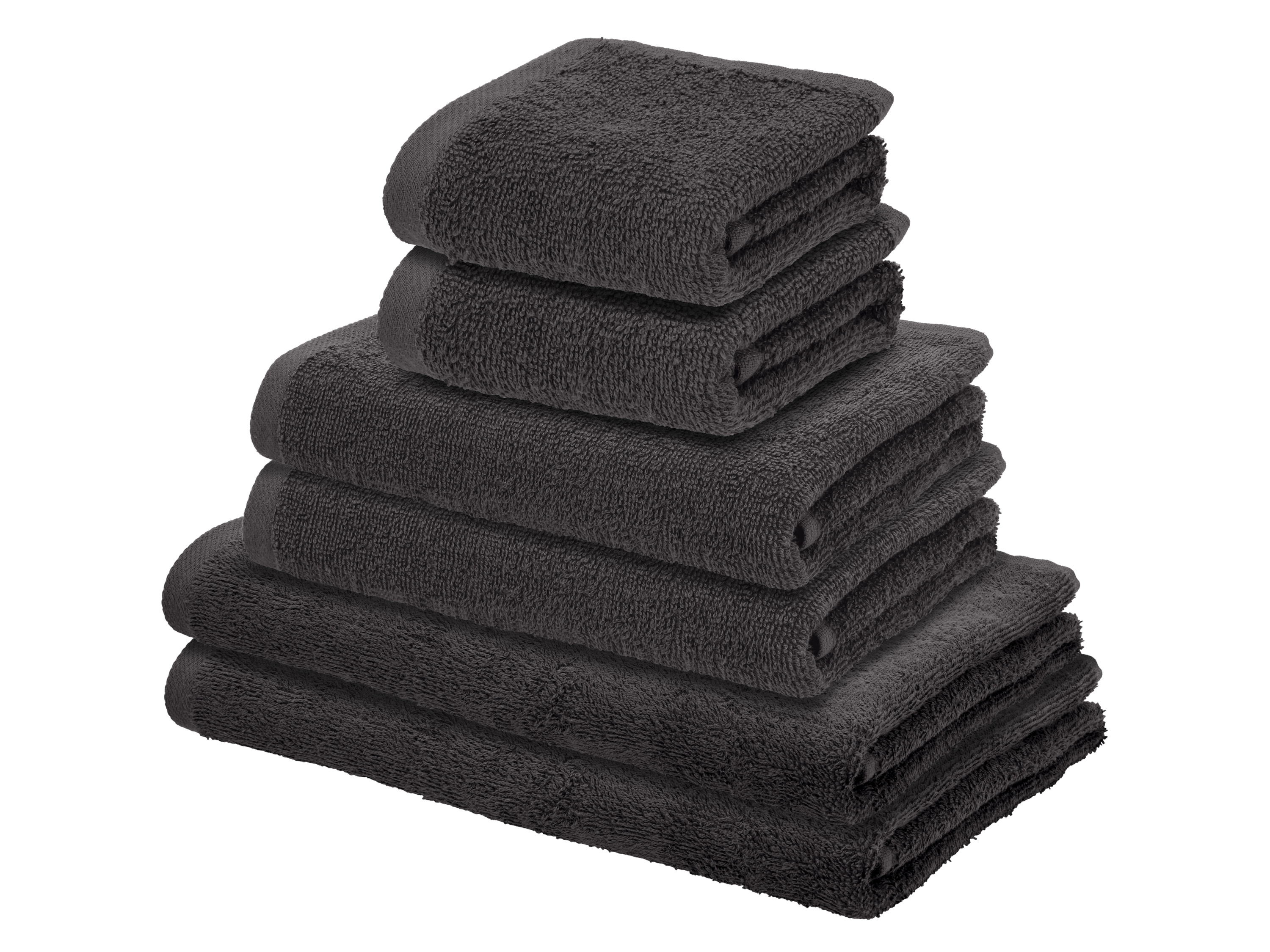 LIVARNO Set van 6 handdoeken (Donkergrijs)