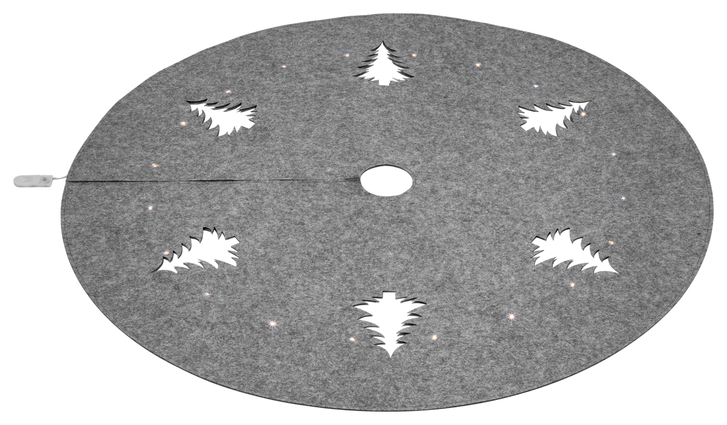 LIVARNO LED-kerstboomkleed, Ø100 cm (Rond, Grijs)