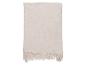Lichtbeige gebreide plaid met franjes