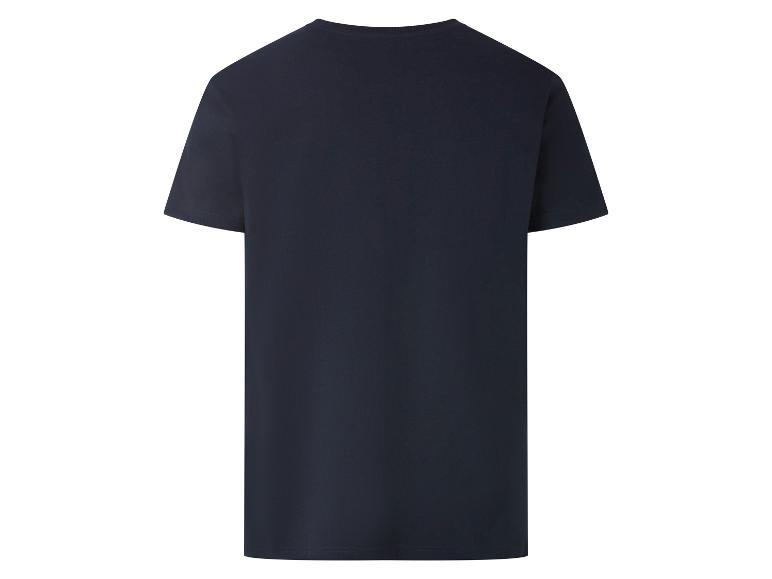 Heren marineblauw effen T-shirt, achteraanzicht.
