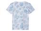 Kinder T-shirt met blauw tropisch bladmotief.