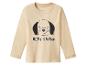 Beige longsleeve shirt voor kinderen met een hond en de tekst 'Beste vriend'.