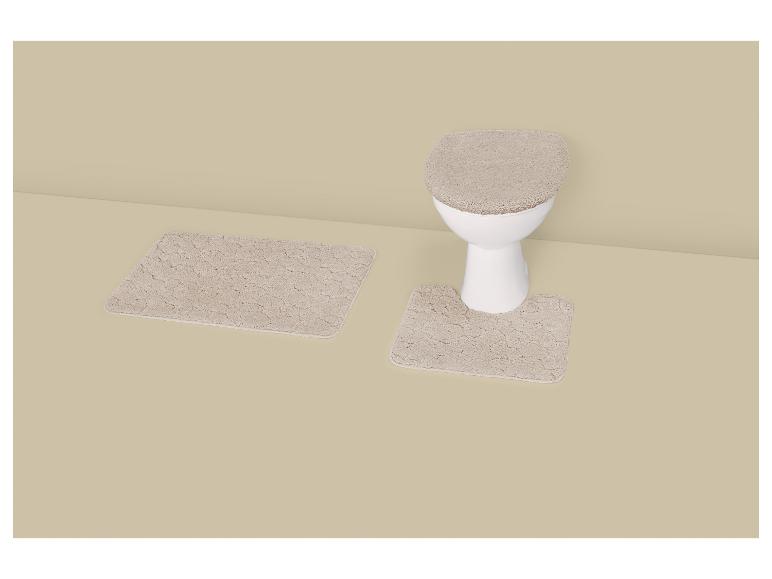 Set beige badmatten en toiletbrilhoes