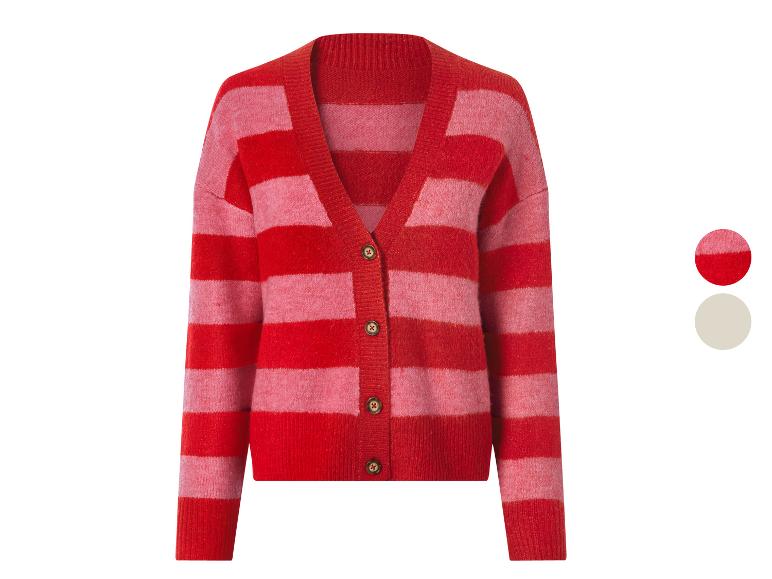 ESMARA® dames grofgebreid vest met rode en roze strepen