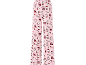 Roze pyjamabroek met stripfiguren en tekst.