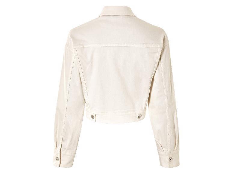 Beige cropped jeansjack.