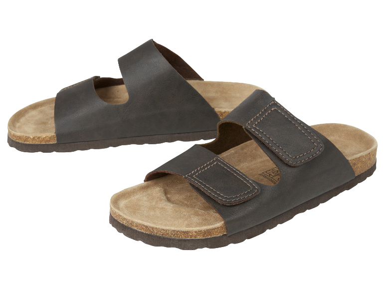 Bruine leren sandalen voor heren met kurken zool.