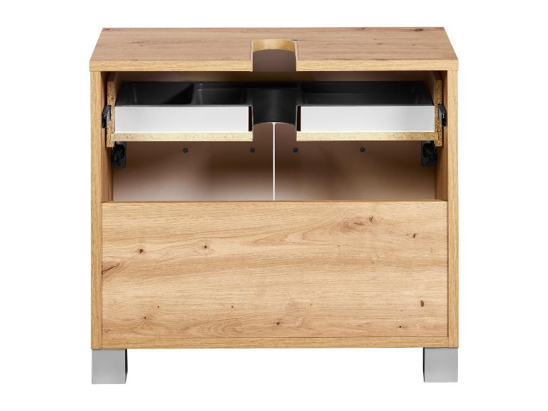 Licht eikenhouten meubel met lades.