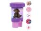 Paarse stempel met puppy-motief en diverse stempelontwerpen zoals een ster, pijl, lippen en meisjes.
