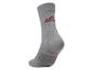 Grijze sportsok met rood logo en maat 39-42.