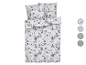 Bloemen beddengoedset in grijs-groene tinten.