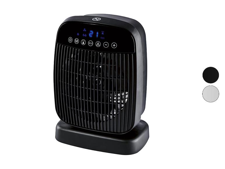 Zwarte elektrische kachel met LCD-scherm.