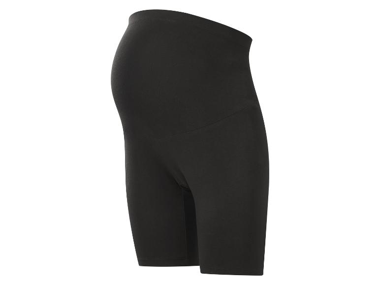 Zwarte zwangerschapsfietsbroek met over-de-buik paneel, zijaanzicht.
