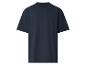Eenvoudig marineblauw T-shirt met korte mouwen en ronde hals.