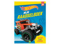 Hot Wheels stickerboek met een afbeelding van een rode auto.