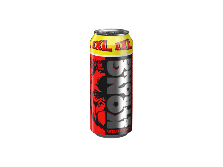 KONG STRONG Energy Drink XXL in blik met gorilla-ontwerp.