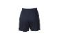 Donkerblauwe sportshort met elastische tailleband, achteraanzicht.