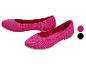 Fuchsia damesballerina's met gebreide textuur, verkrijgbaar in fuchsia en zwart.