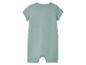 Lichtgroene baby romper met korte mouwen.