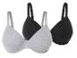 Twee bh's, een grijze en een zwarte.