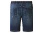Blauwe denim herenshort met elastische tailleband, achteraanzicht
