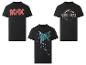 AC/DC, Pink Floyd en David Bowie T-shirts.