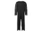 Zwart jumpsuit met mouwen met doodskopmotief en gekartelde manchetten en zomen.