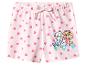 Roze meisjes short met hartjes en stripfiguren