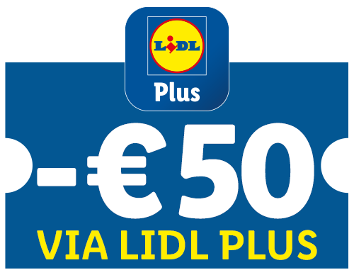 Zegel met -€50 korting, beschikbaar via het Plus-programma.