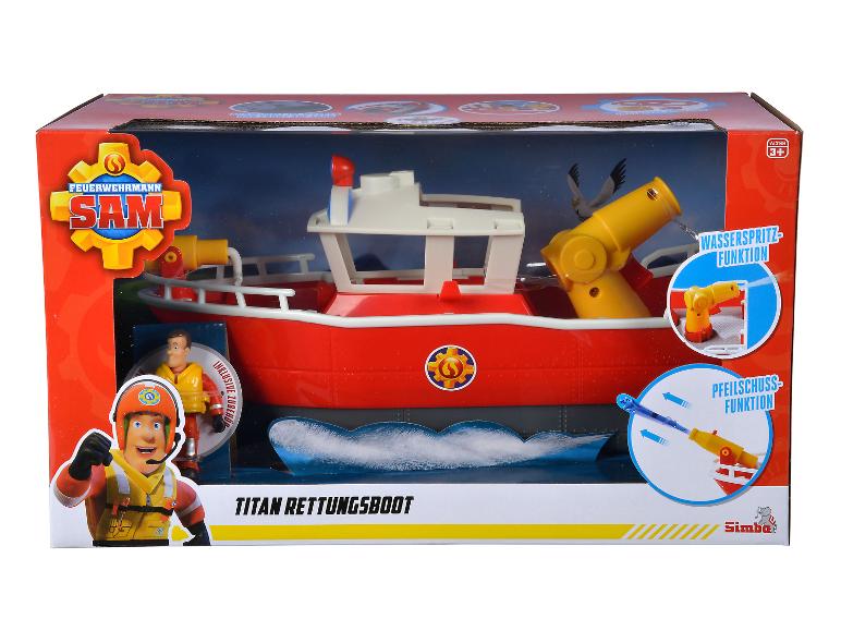 Simba Fireman Sam Titan reddingsboot met figuur.