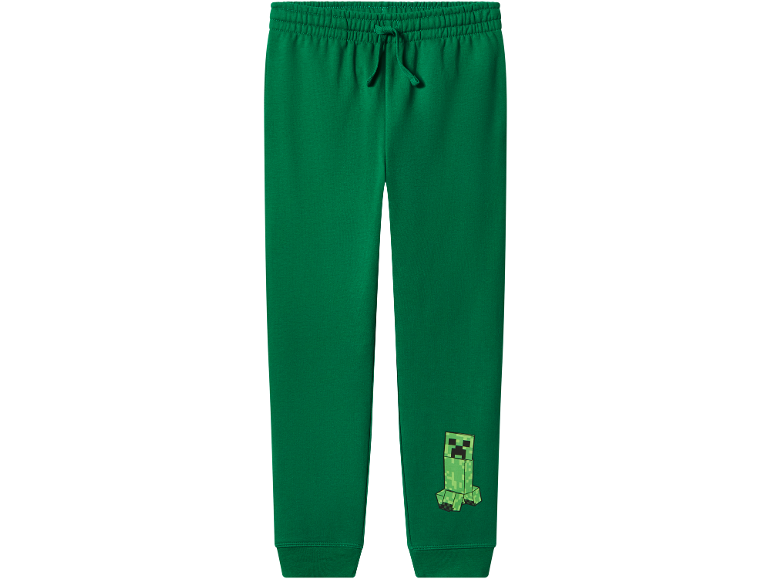 Groene kinder joggingbroek met elastische tailleband en monsterprint
