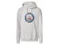 Lichtgrijze hoodie met een zeilbootmotief en de tekst 'OCEAN IS CALLING SAILING VOYAGER'.