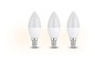 Drie witte LED-lampen met kaarsvorm.