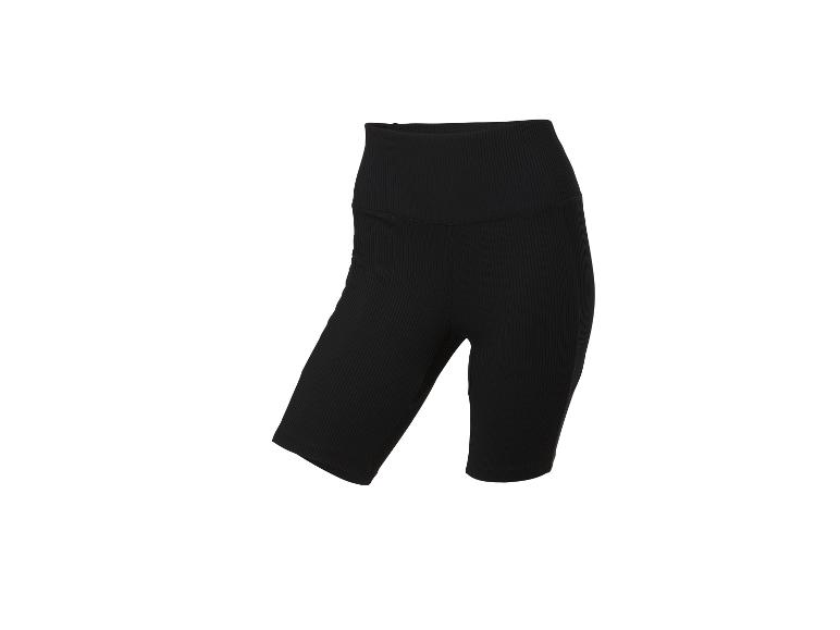 Zwarte geribbelde fietsbroek met hoge taille.