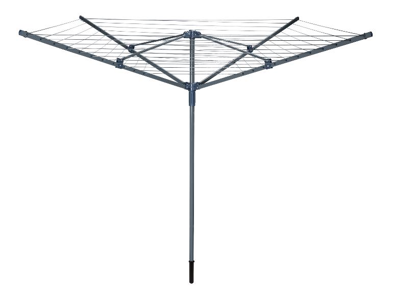 Draaibare waslijn met vier armen en meerdere lijnen voor het drogen van wasgoed.