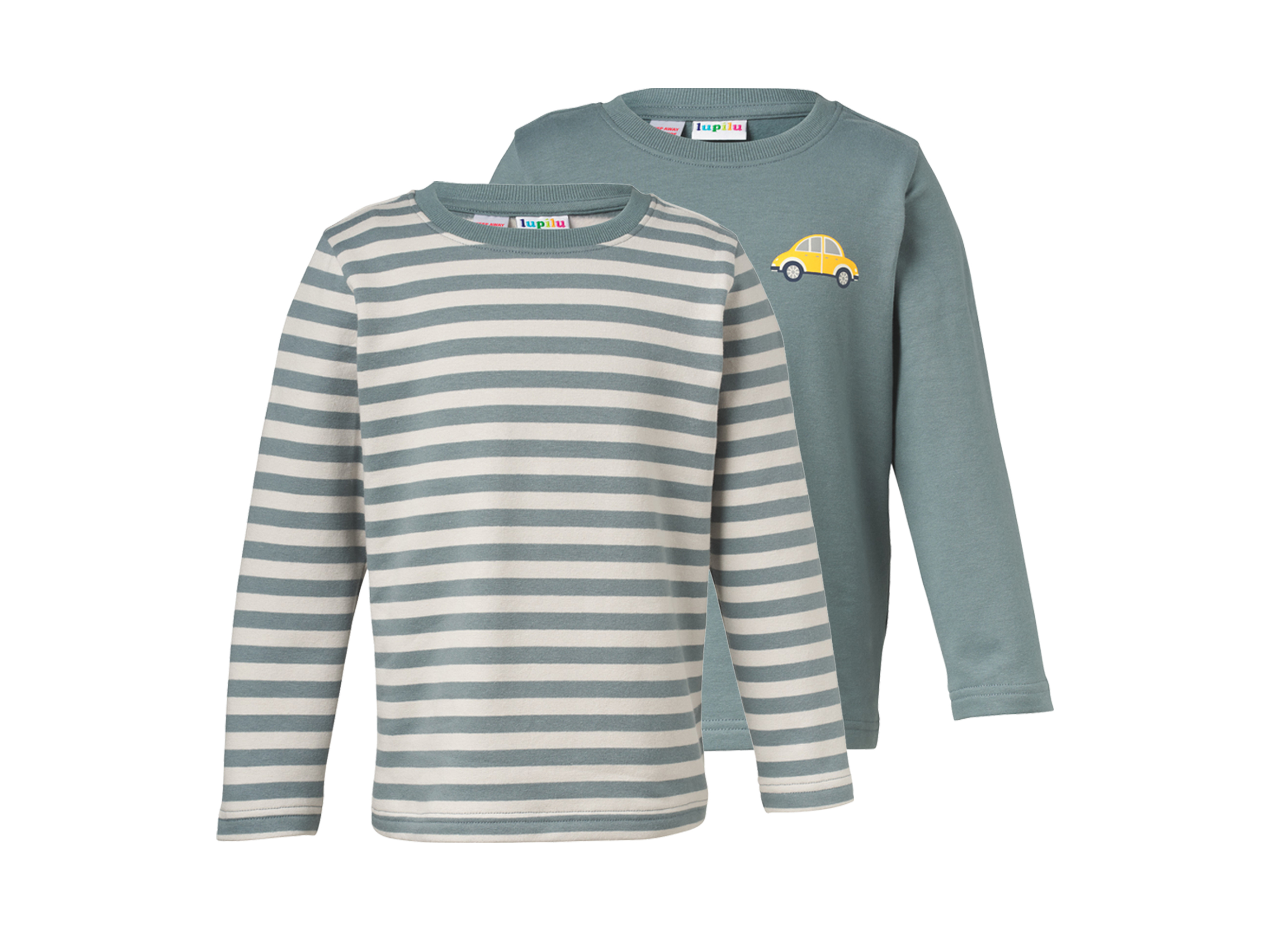 LUPILU Set van 2 kinder thermoshirts (strepen/groen, 86/92)