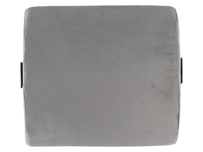 Grijs, zacht zitkussen met sluiting.