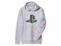 Grijze PlayStation hoodie met logo en controller symbolen op de mouw
