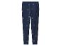 Donkerblauwe joggingbroek met kerstmotieven zoals de Kerstman, sneeuwpoppen en peperkoekmannetjes.
