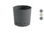 Grijze cilindrische plantenpot, verkrijgbaar in meerdere kleuren.