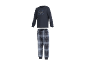 Herenpyjama met lange mouwen, opdruk „Good Morning Breakfast Club” en geruite broek.