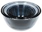 Set van vier geneste roestvrijstalen mengkommen met zwarte randen