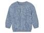 Babyblauwe gebreide cardigan.