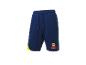 Donkerblauwe Lidl Trek sport shorts met gele en rode details.