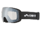 Zwarte skibril met spiegelende lens, elastische band met logo en tekst S2 SPEQ GmbH.