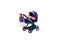 BAYER DESIGN Combi Poppenwagen Xeo Deluxe Set in donkerblauw en roze met sterrenpatroon