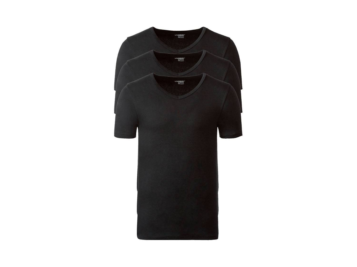 LIVERGY LIVERGY 3 heren T-shirts (V-hals, Zwart, M)