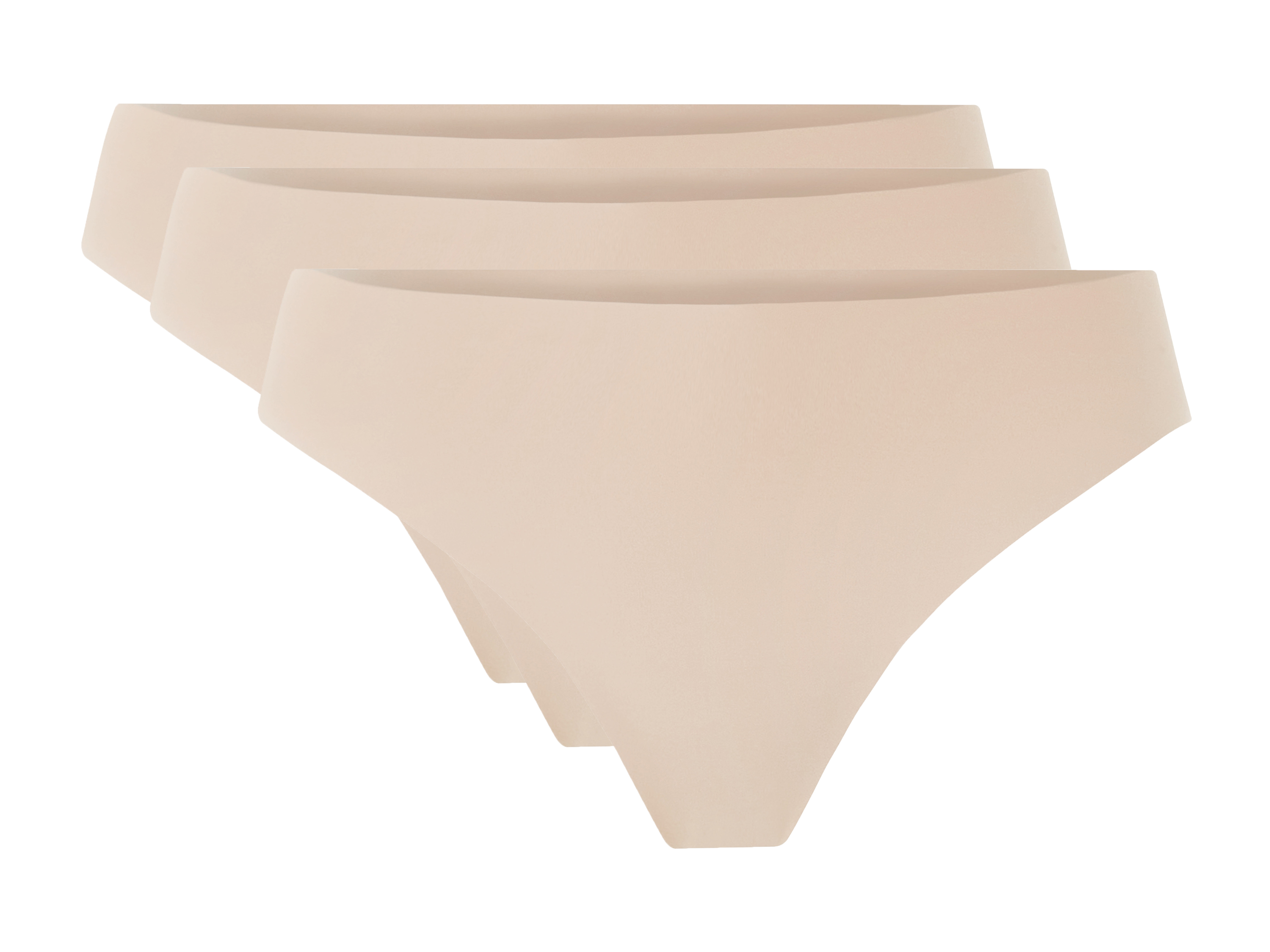 esmara Set van 3 dames lasercut strings - onzichtbaar & seamless (Crème, L (44/46))