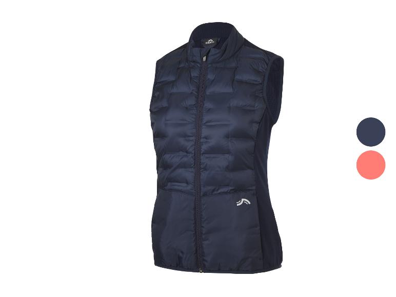 Crivit dames marineblauwe gewatteerde bodywarmer met hoge kraag en zijpanden